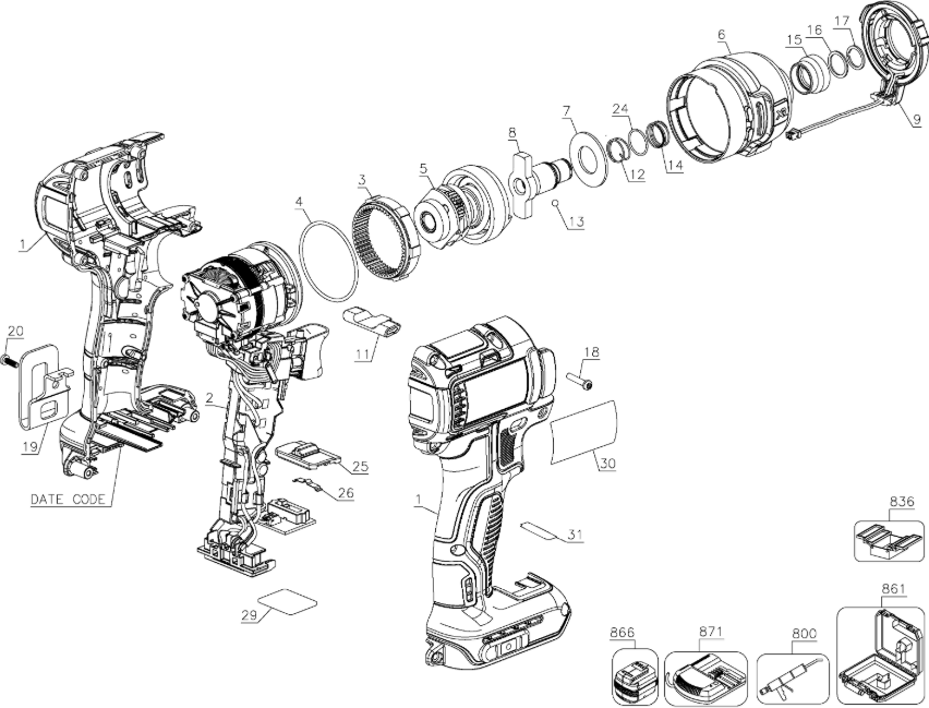 Plano despiece DCF887B