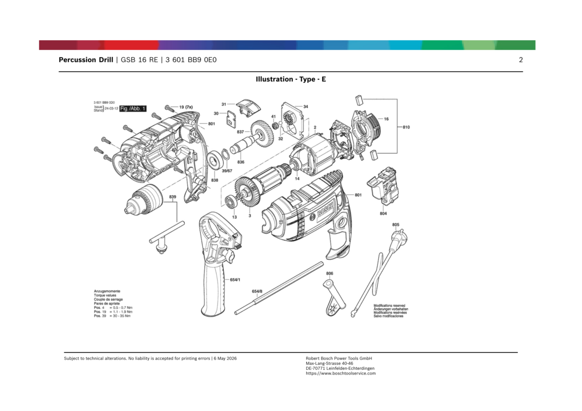 Plano despiece GSB 16 RE