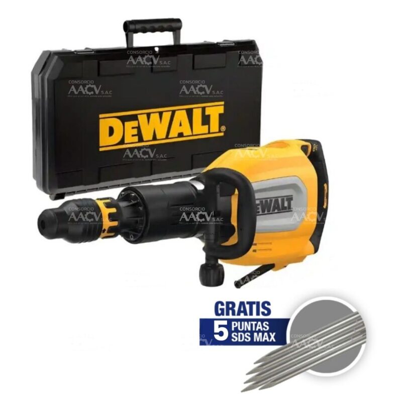Martillo Demoledor SDS Max 1700W Brushless 27 J Dewalt + 5 Cincel Punta GRATIS