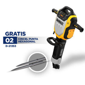 Martillo Demoledor Hexagonal 1800W Brushless 41J Dewalt + 2 cincel punta hexagonal GRATIS