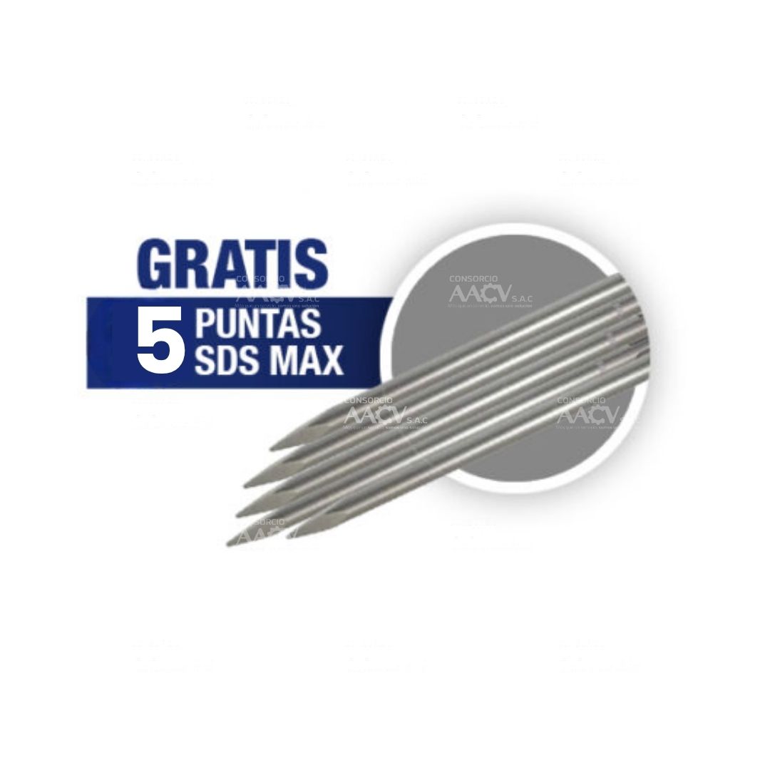 Martillo Demoledor SDS-Max 1100W 7.6 J Makita + 5 Cincel Punta SDS Max Makita - Imagen 2